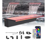LONGRUN Fontana all'aperto della piscina della luce a LED multicolore di controllo APP della cascata 60cm, cascate acriliche dello stagno di caratteristica dell'acqua per la decorazione del giardino
