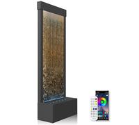 Longrun Grande fontana da giardino, a cascata illuminata a LED, 121 cm, in bronzo con pompa