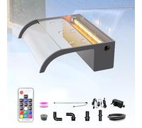Longrun Set di lame a cascata per stagno, 30 cm, in acrilico, con luci a LED e telecomando, larghezza 26 cm