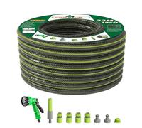 LONGRUN Tubo da giardino, tubo flessibile per laghetto, 32 m, diametro interno 16 mm, in PVC, con 7 tipi di ugello e kit completo, senza pieghe, design a prova di perdite