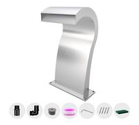 LONGRUNNEW Cascata troppopieno in acciaio inox per piscina, con accessori, stagno, cascate, a forma di S, per esterni, troppopieno, per giardino, terrazza, piscina, decorazione, altezza 52 cm
