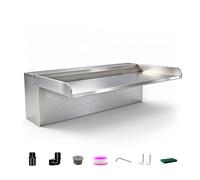 LONGRUNNEW Kit con lama a cascata per laghetto, fontana da 30 cm in acciaio inox con coperchio e accessori, larghezza 20 cm, fontana a cascata per giardino, patio, stagno