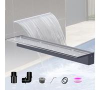 LONGRUNNEW Kit con lama a cascata per laghetto, fontana in acrilico da 90 cm, con accessori, larghezza 20 cm, cascata per giardino, patio, stagno