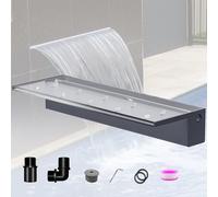 LONGRUNNEW Kit Lama Cascata per Laghetto, Fontana per Piscina da 60cm in Acrilico con Accessori, Larghezza 20cm Spillway Caratteristica Acquatica Cascata a Cascata per Decorazione Giardino Patio