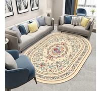 LONGSAO Ovale Home Tappeto Moderno Tappeto Area Tappeto Soggiorno Grande Tappeto Patchwork floreale ovale marrone caldo，70 x 100 cm