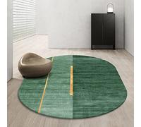 LONGSAO Ovale Tappeto Designer Tappeto Moderno Salotto Strisce verde scuro con linee dorate，70 x 140 cm