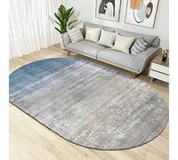 LONGSAO Tappeto di zona Tappeti Ovale Lavabile Materassini Scendiletto Grandi Tappetini Gioco per Soggiorno Tappeti per bambini Patchwork geometrico viola-blu chiaro，160 x 230 cm