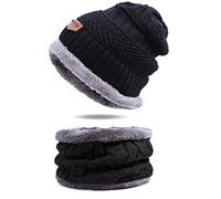 Longsing Beanie con Sciarpa,Sciarpa Cappello Caldo Beanie Termico Sciarpa Circle Hat Sciarpa per Cappello Lavorato a Maglia Uomo Donna