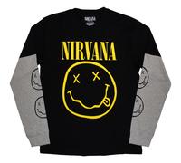 Longsleeve Nirvana Yellow Happy Face ufficiale Uomo maglietta unisex