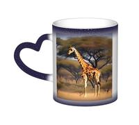 Longzehao Africa Giraffe Majestic Tree Print ceramica cambia colore tazza nel cielo, tazze che cambiano il calore tazza tazza da caffè tazza da tè.
