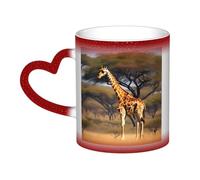Longzehao Africa Giraffe Majestic Tree Print ceramica cambia colore tazza nel cielo, tazze che cambiano il calore tazza tazza da caffè tazza da tè.