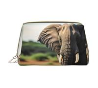 Longzehao African Elephant Print Leather cerniera trucco bag Cosmetic Pouch Travel Organizer Toiletry Clutch, bianco, Taglia unica
