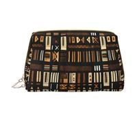 Longzehao African Mud Cloth Tribal Print Leather cerniera trucco bag Cosmetic Pouch Travel Organizer Toiletry Clutch, bianco, Taglia unica