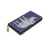 Longzehao Animal Rhino Print Premium Leather Zip Around Wallet per uomini e donne libretto degli assegni blocco RFID