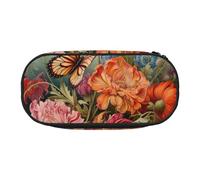 LONGZEHAO Astuccio rettangolare semplice con stampa di fiori e farfalle, per forniture per ufficio, cosmetici, articoli da toeletta