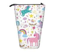 Longzehao Astuccio telescopico con stampa di unicorni, portapenne, custodia pop up, custodia portatile in piedi, Nero, One Size