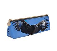 Longzehao Bald Eagle1 - Astuccio per penne triangolare, con stampa semplice e triangolare, per forniture per ufficio, cosmetici, articoli da toeletta, Bianco, One Size, Art Deco