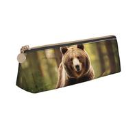 Longzehao Bear Wallpapers2 - Astuccio per penne a forma di triangolo, con stampa, per ufficio, cosmetici, articoli da toeletta, Bianco, One Size, Art Deco