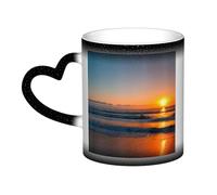 Longzehao Bella tazza in ceramica con stampa oceano che cambia colore nel cielo, tazze che cambiano il calore tazza da caffè tazza da tè.