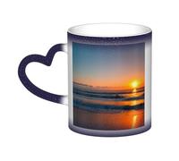 Longzehao Bella tazza in ceramica con stampa oceano che cambia colore nel cielo, tazze che cambiano il calore tazza da caffè tazza da tè.