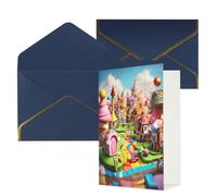 Longzehao Biglietti di auguri con stampa di Candy Land per tutte le occasioni, interno bianco, con busta, adatti per amici di famiglia