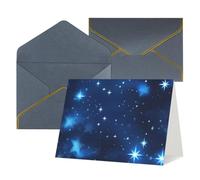 Longzehao Biglietti di auguri con stampa di stelle blu brillanti per tutte le occasioni, interno vuoto, con busta, adatti per amici di famiglia