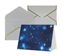 Longzehao Biglietti di auguri con stampa di stelle blu brillanti per tutte le occasioni, interno vuoto, con busta, adatti per amici di famiglia