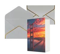 Longzehao Biglietti di auguri con stampa Golden Gate Bridge per tutte le occasioni, interno bianco, con busta, adatti per amici di famiglia