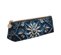 Longzehao Blu Folk Art Pattern2 Stampa Semplice Triangolare Penna caso Borsa di Immagazzinaggio per Ufficio Forniture Cosmetici Articoli da toeletta, Bianco, One Size, Art Deco