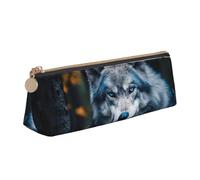 Longzehao Blue Eyes Wolf1 - Astuccio per penne triangolari, con stampa semplice, per forniture per ufficio, cosmetici, articoli da toeletta, Bianco, One Size, Art Deco