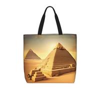 Longzehao Borsa a tracolla di grande capacità con cerniera, borsa riutilizzabile per la spesa con piramide egiziana in stampa desertica borsa tote per lo shopping