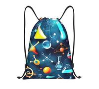 Longzehao Borse con coulisse con stampa chimica astratta di scienza, borsa sportiva da palestra borsa con coulisse adatta per sport nuoto viaggi, nero, Small, Nero, S