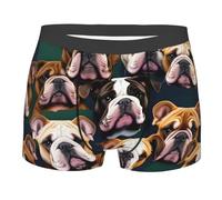Longzehao Boxer da uomo con stampa di bulldog inglese, in microfibra elasticizzata, da indossare tutti i giorni, nero, Medium