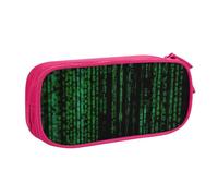 LONGZEHAO Cassa di matita della stampa dell'era di hacker di grande capacità, organizzatore del sacchetto di trucco della scatola della chiusura lampo di doppio strato