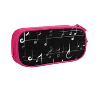 LONGZEHAO Cassa nera della matita della stampa delle note di musica di grande capacità, organizzatore del sacchetto di trucco della scatola di matita della chiusura