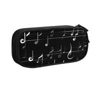 LONGZEHAO Cassa nera della matita della stampa delle note di musica di grande capacità, organizzatore del sacchetto di trucco della scatola di matita della chiusura