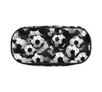 LONGZEHAO Custodia per penne rettangolare semplice con stampa a forma di pallone da calcio, in bianco e nero, per forniture per ufficio, cosmetici, articoli da toeletta