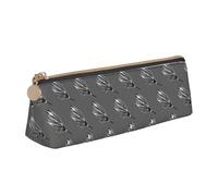 Longzehao Dancing Feather Print Simple triangolare Pen case Storage bag per forniture per ufficio, cosmetici, articoli da toeletta, Bianco, One Size, Art Deco