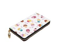 Longzehao Delicious Cupcakes Print Premium Leather Zip Around Wallet per uomini e donne libretto degli assegni blocco RFID
