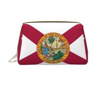 Longzehao Florida State Flag Print Leather Zipper Makeup Bag Cosmetic Pouch Travel Organizer Toiletry Clutch, Bianco, Taglia Unica, Bianco, One Size