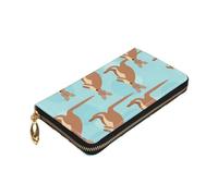 Longzehao Funny for Kangaroo Zoo Print Premium Leather Zip Around Portafoglio per uomini e donne Copertina libretto degli assegni RFID blocco