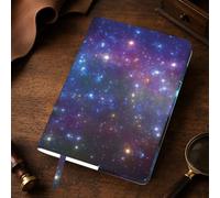 Longzehao Galaxy Print A5 Leather journal cover,Refillable Genuine Leather Journal Notebook Cover