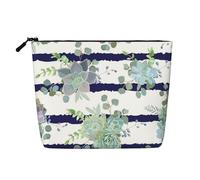 Longzehao Grande capacità a righe succulente stampa canapa finta, borsa per il trucco, borsa da viaggio, borsa da toilette con cerniera, nero, taglia unica, Nero, One Size