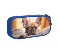 LONGZEHAO Grande capacità animale cane francese bulldog2 stampa matita caso, doppio strato cerniera matita box trucco sacchetto organizzatore