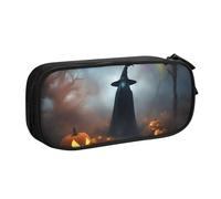 LONGZEHAO Grande capacità arcobaleno Halloween fantasma strega cappello ragni stampa matita caso,doppio strato cerniera matita box trucco sacchetto organizzatore