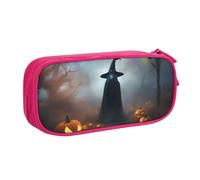 LONGZEHAO Grande capacità arcobaleno Halloween fantasma strega cappello ragni stampa matita caso,doppio strato cerniera matita box trucco sacchetto organizzatore