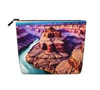Longzehao Grande capacità Beauty Grand Canyon stampa canapa finta, borsa per il trucco, borsa da viaggio, borsa da toilette con cerniera, nero, taglia unica, Nero, One Size