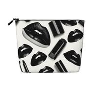 Longzehao Grande capacità Cool Black Lipstick Labbra Stampa Canapa Finta, Borsa per Trucchi, Borsa da Viaggio, Borsa da toilette con Cerniera., Nero, Taglia Unica, Nero, One Size