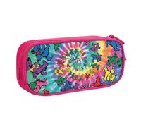 Longzehao Grande capacità Dancing orso del Ringraziamento stampa cassa della matita, doppio strato cerniera matita scatola di trucco sacchetto organizzatore