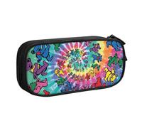 Longzehao Grande capacità Dancing orso del Ringraziamento stampa cassa della matita, doppio strato cerniera matita scatola di trucco sacchetto organizzatore